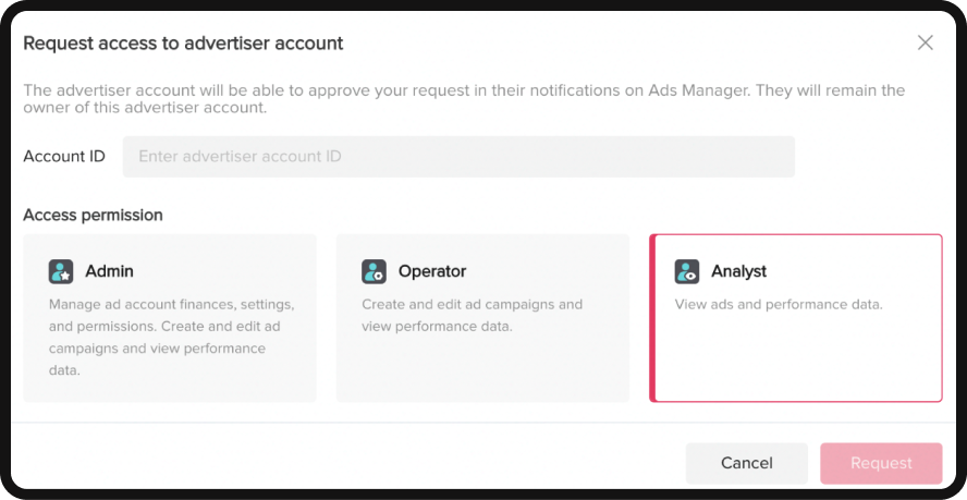 TikTok Ads Manager account status