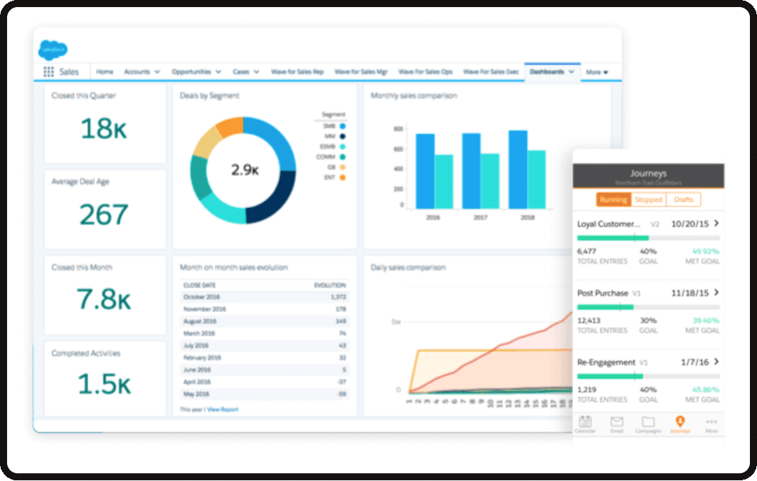 Sales Force dashboard for b2b saas